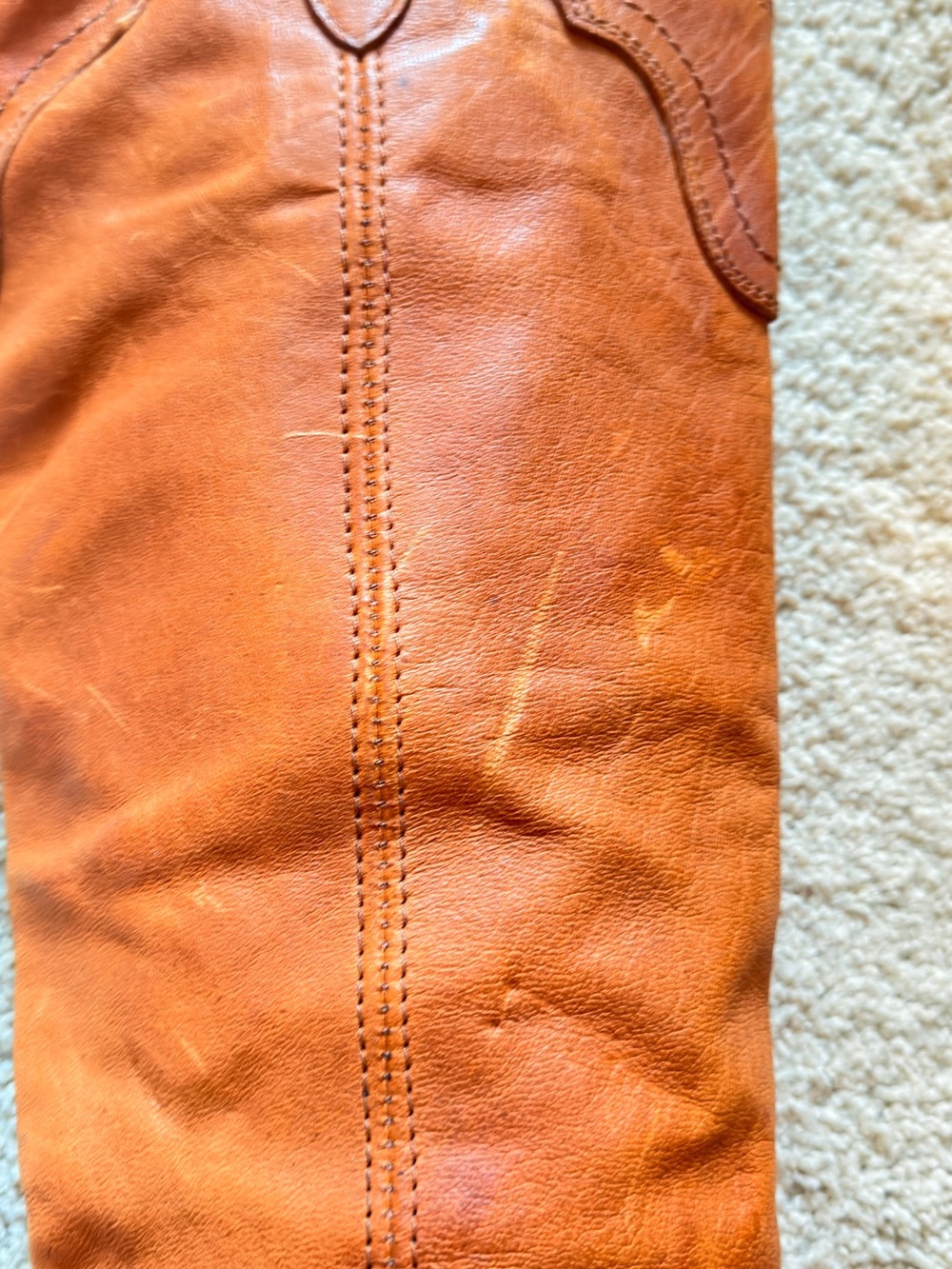 Frye Women's Tan Leather Mid-Calf Western Heel Boots size 6 - Picture 9 of 9
